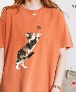 Alternative view of Cat and Butterfly Tshirt
