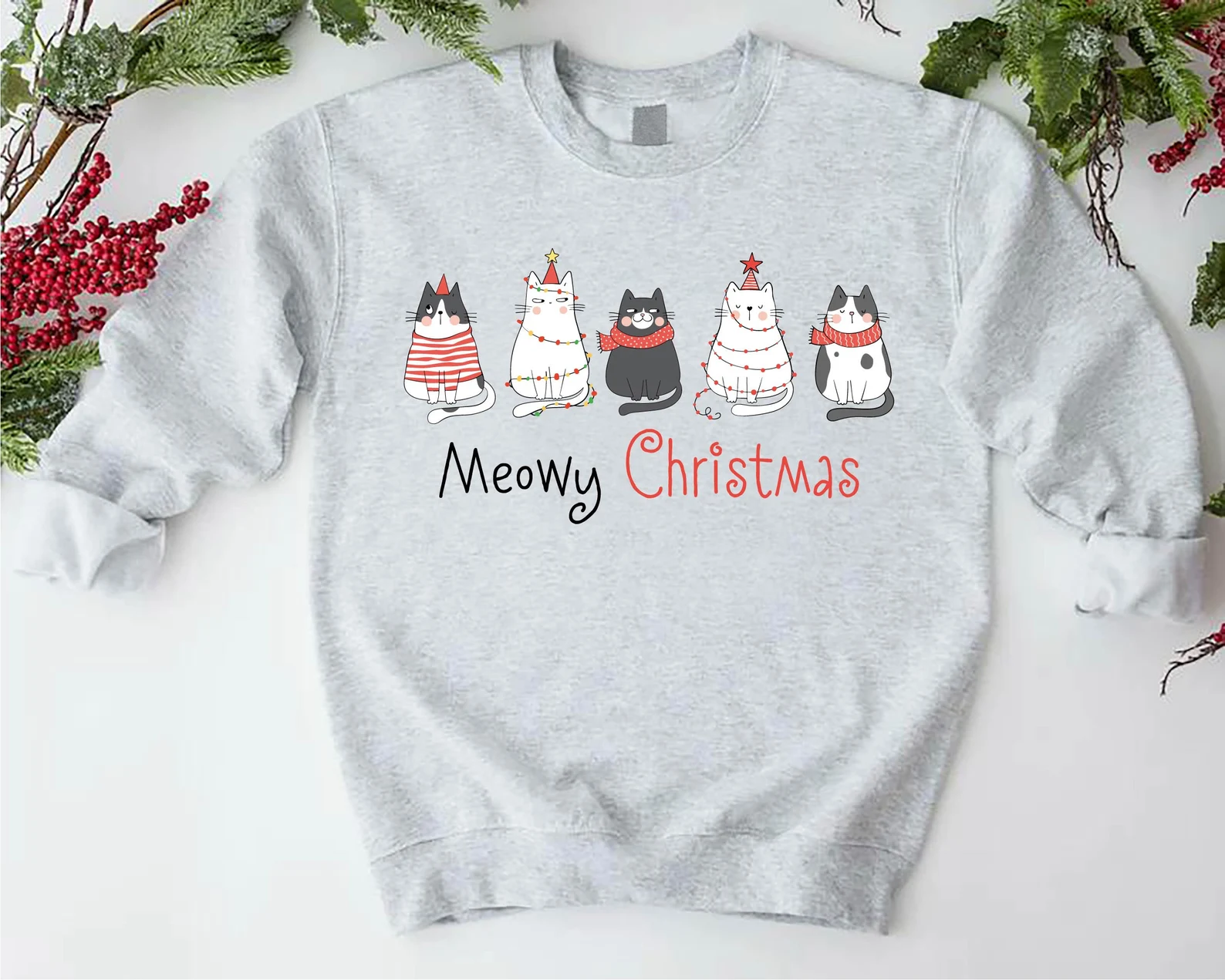 Christmas Cat Sweatshirt - Image 2
