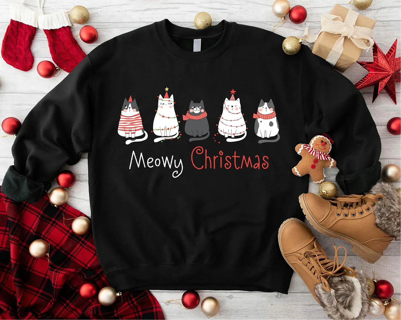 Christmas Cat Sweatshirt - Image 4