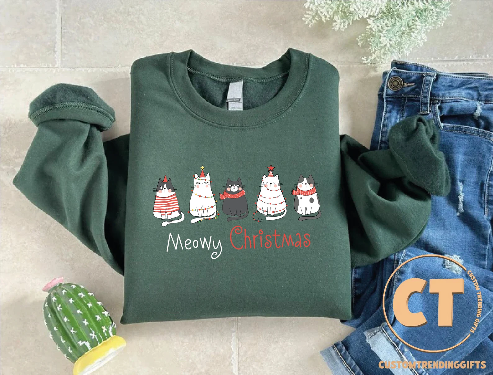 Christmas Cat Sweatshirt - Image 3